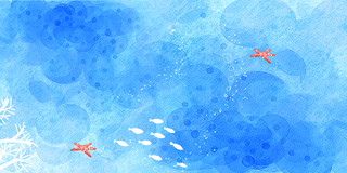 蓝色简约海洋小鱼海星展板背景夏天